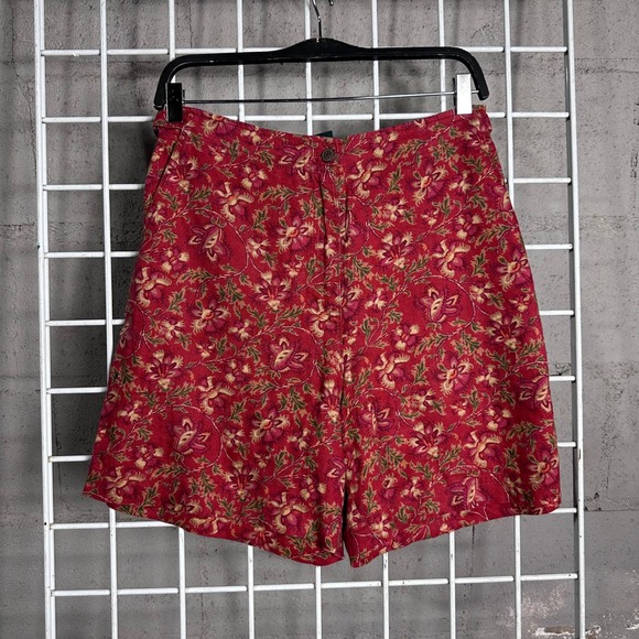 Lauren Ralph Lauren Pants - Vintage Ralph Lauren Red Floral Linen Shorts High Rise Paisley Print Size 8